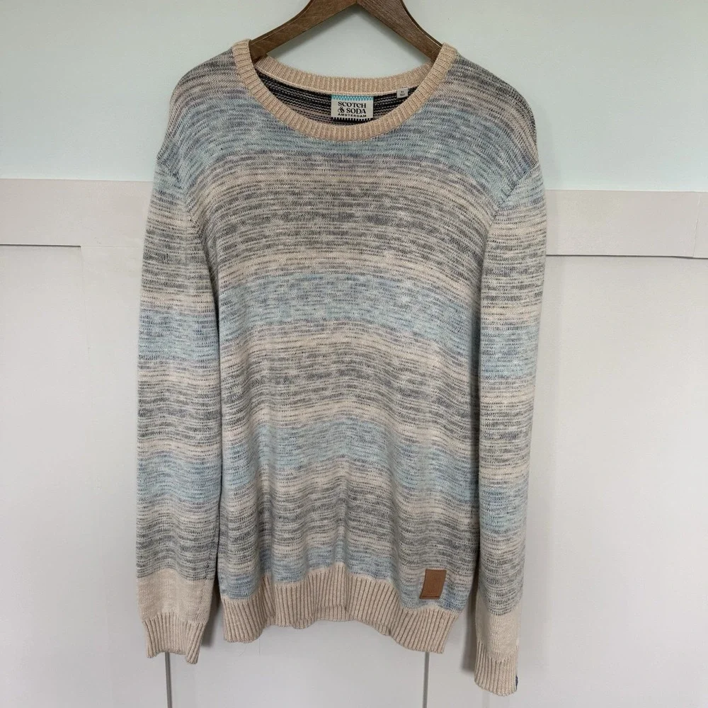 Scotch And Soda Striped Sweater Men's XL Organic Cotton Blend Coastal Preppy